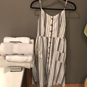 Pinstripe midi dress with pockets
